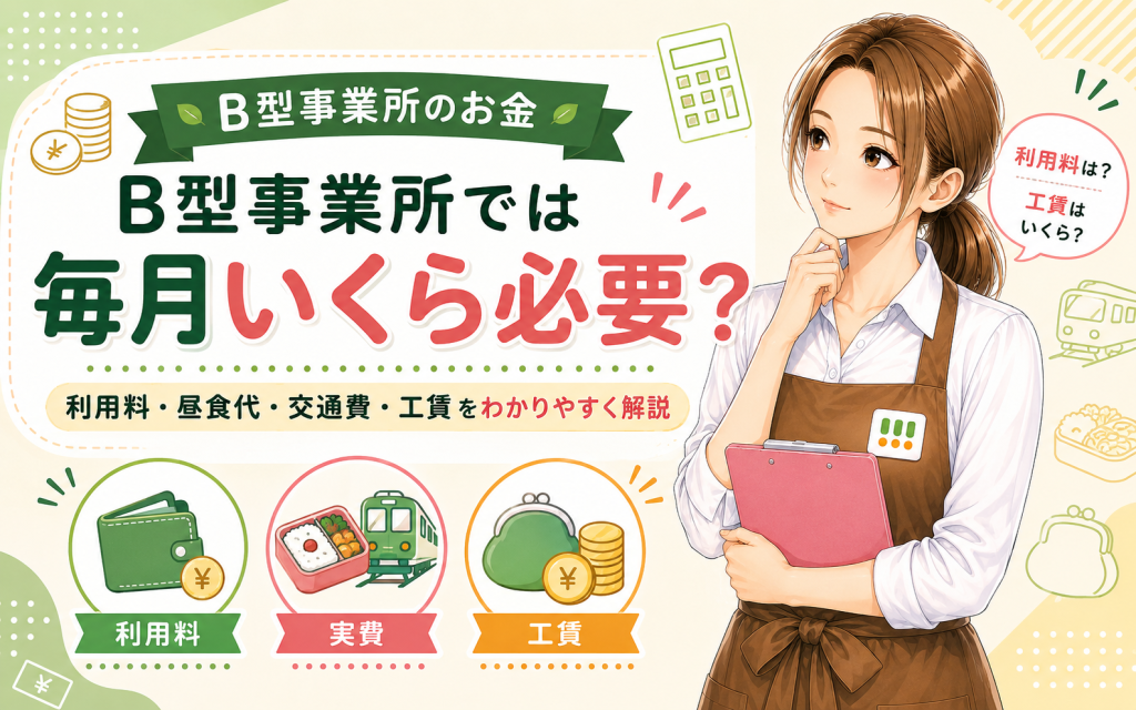 B型事業所では毎月いくら必要?利用料・昼食代・交通費と工賃を具体的に解説