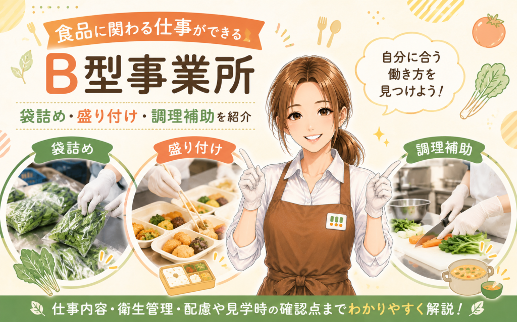 食品に関わる仕事ができるB型事業所｜袋詰め・盛り付け・調理補助を紹介
