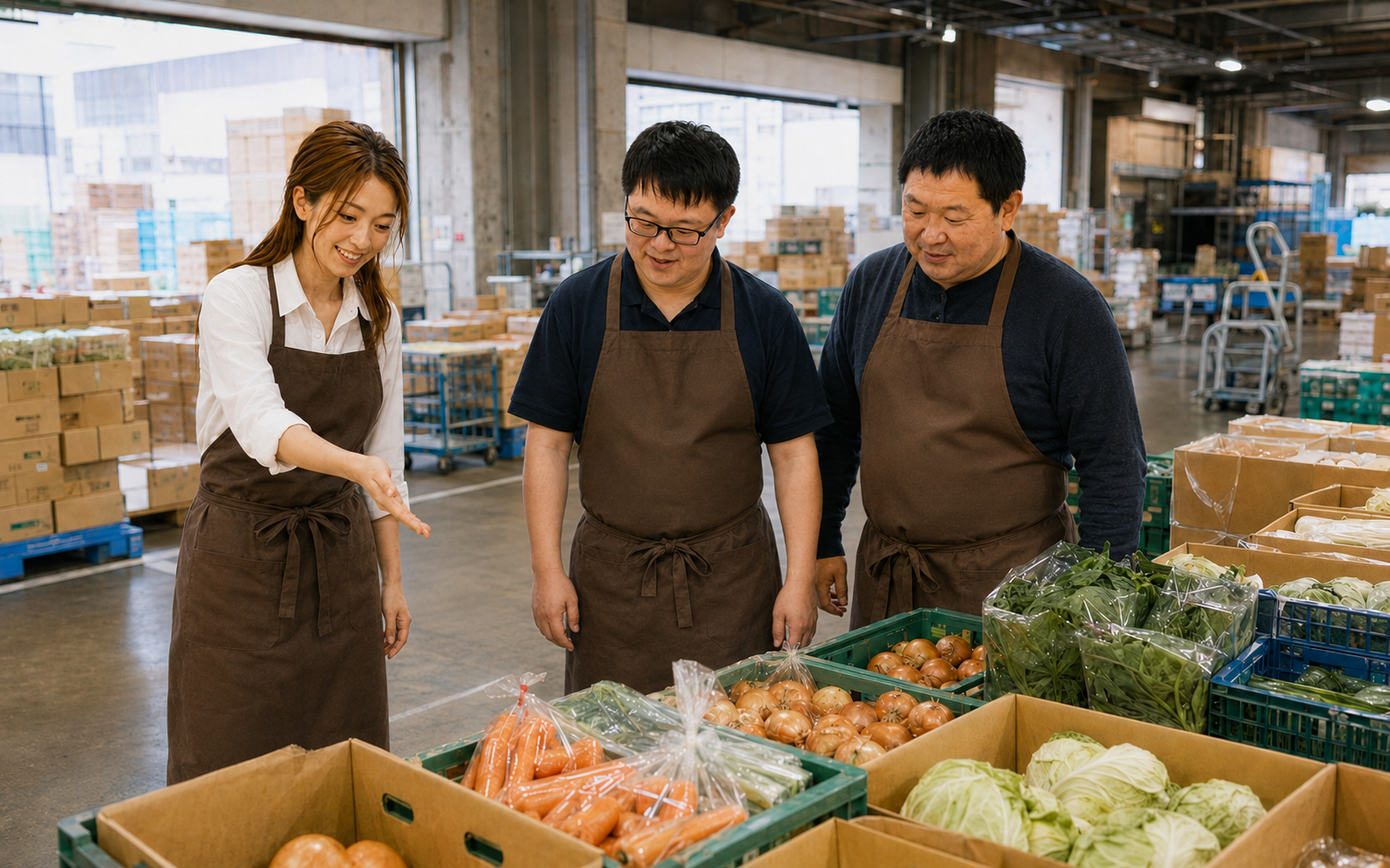 東部市場の青果仲卸売り場の視察