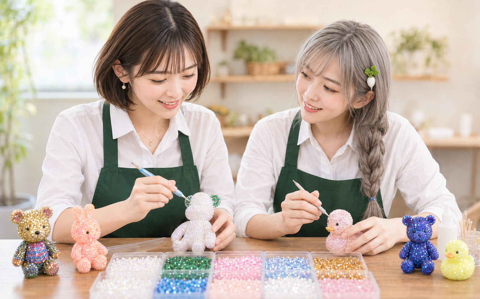 だいこん畑β 北田辺店でラインストーンを貼る利用者