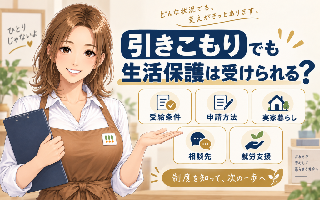 引きこもりでも生活保護は受けられる?受給条件・申請方法と社会復帰に向けた就労支援を詳しく解説