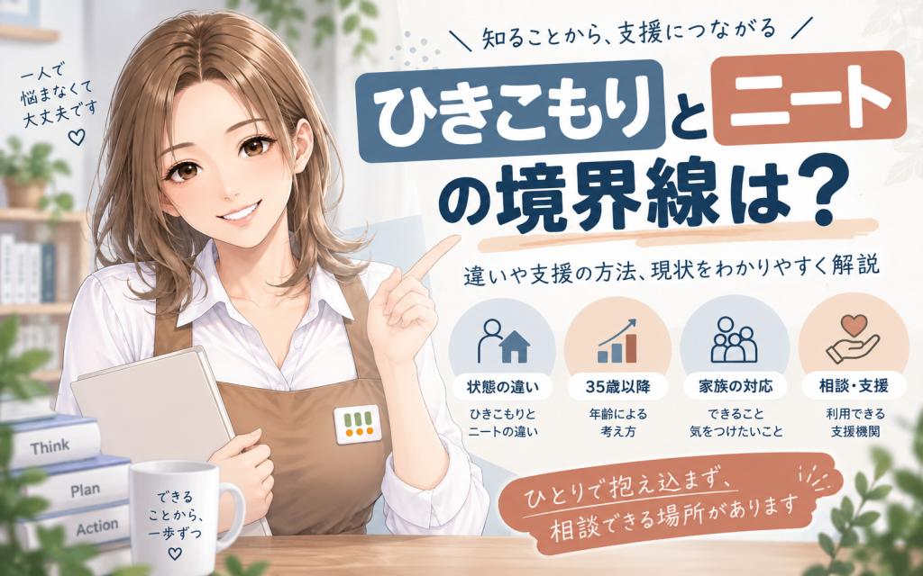ひきこもりとニートの境界線は?支援の方法や現状も紹介