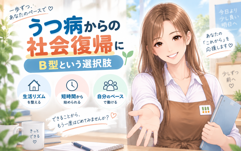 うつ病からの社会復帰に。就労継続支援B型を活用するメリットと仕事内容