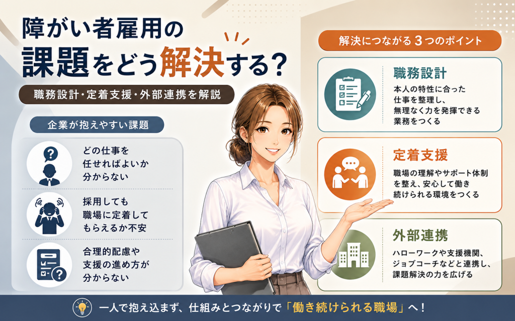 障がい者雇用の課題をどう解決する?中小企業の職務設計・定着支援・外部連携を解説