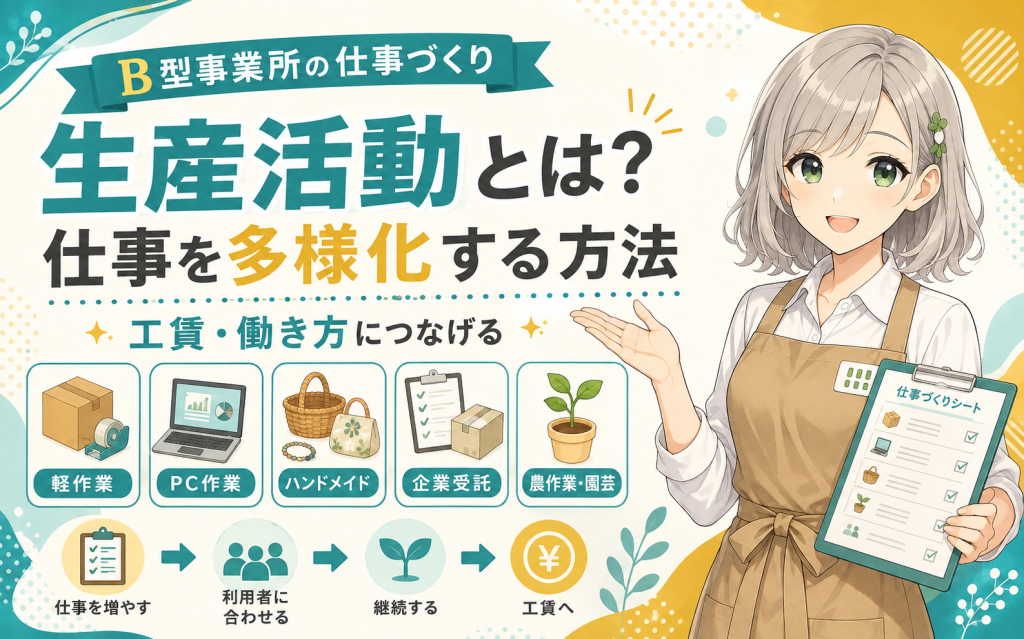 B型事業所の生産活動とは?仕事を多様化する方法と工賃・働き方への活かし方を解説